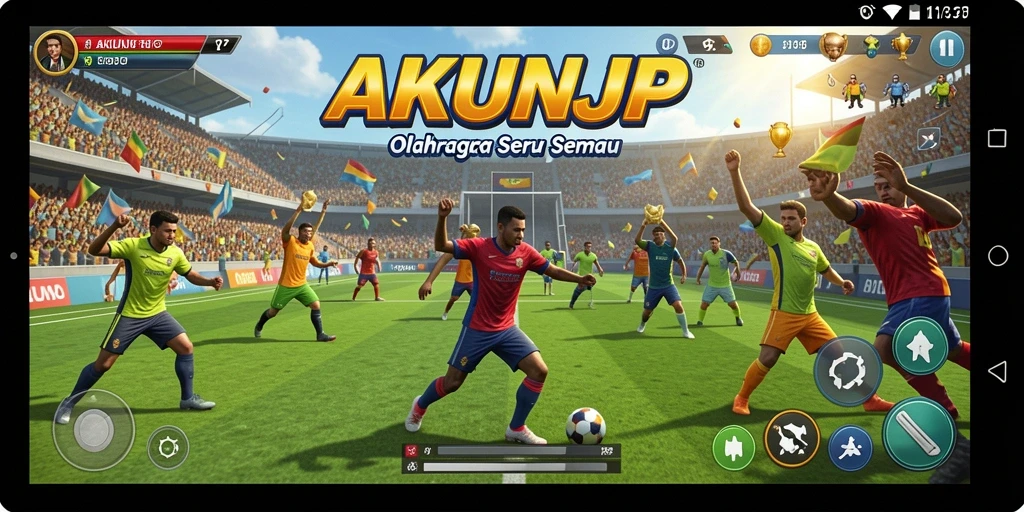 Screenshot AKUNJP menampilkan aksi seru dalam permainan olahraga.