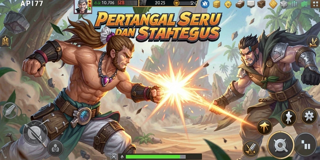 Tampilan gameplay seru dari API77 dengan aksi pertarungan yang intens.