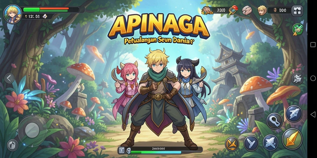 Screenshot APINAGA menampilkan karakter anime dalam aksi seru.