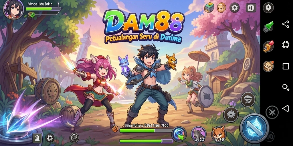 Screenshot utama menunjukkan pertarungan seru di dunia Anime.