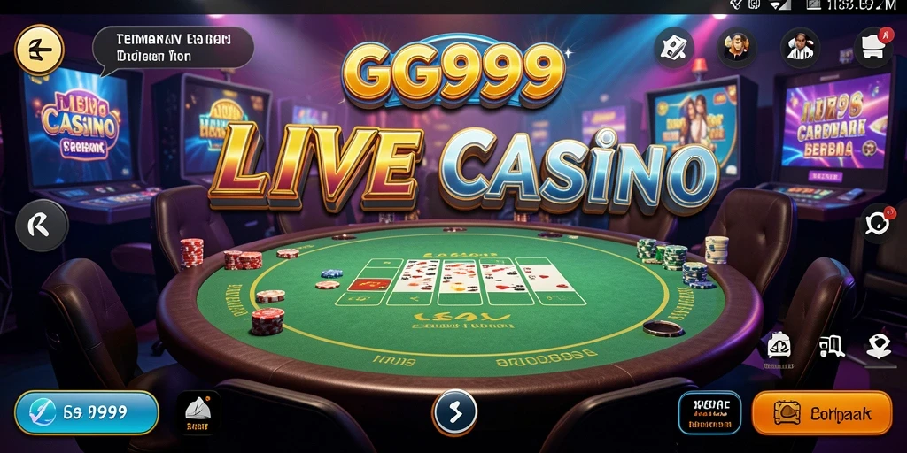 Screenshot gameplay GG999 menampilkan suasana Live Casino yang mendebarkan.