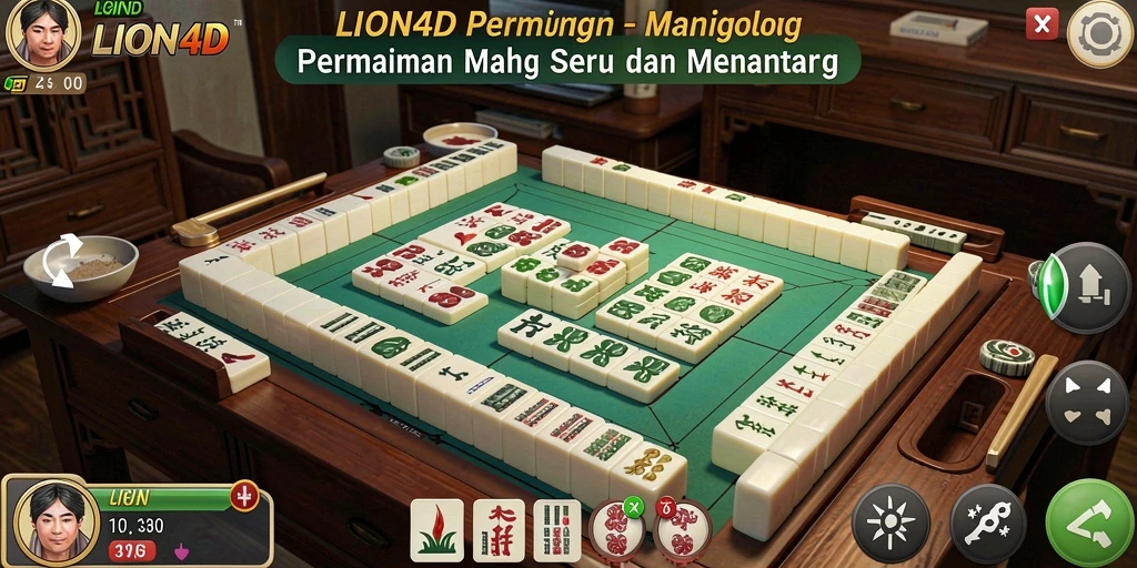 Tangkapan layar LION4D menunjukkan gameplay Mahjong yang menarik dan penuh warna.
