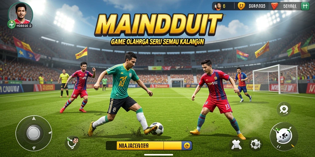 Tampilan gameplay MAINDUIT yang mendebarkan di lapangan olahraga.