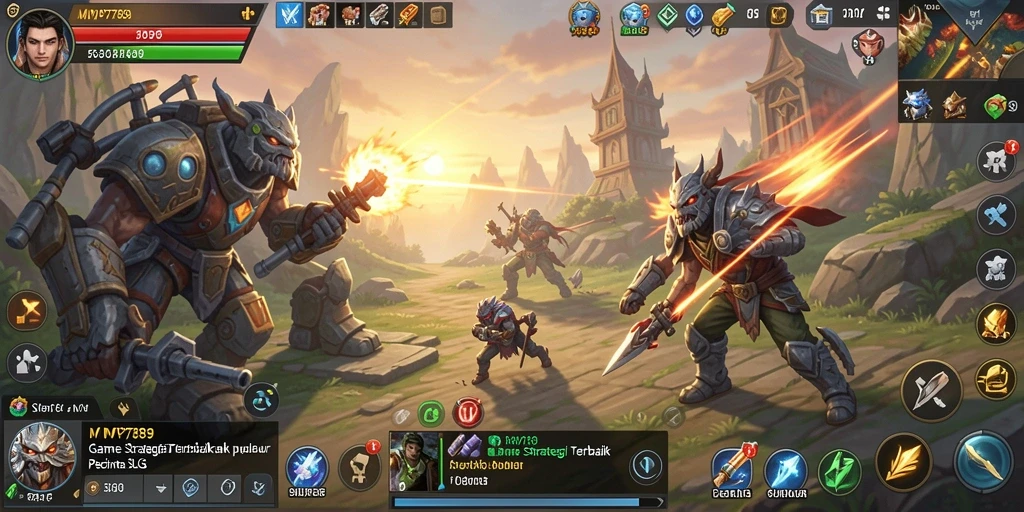 Tampilan dari gameplay SLG dengan pertempuran yang intens.