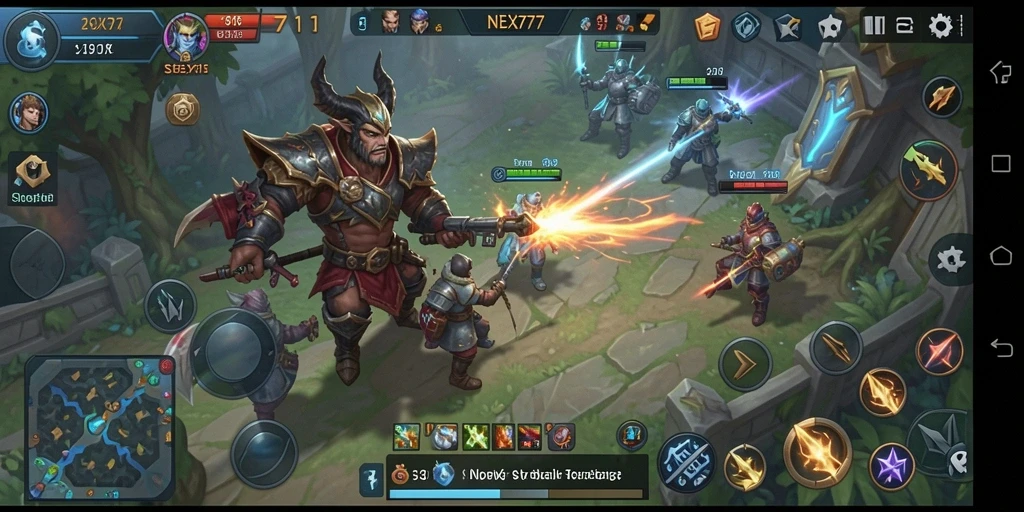 Tampilan gameplay mendalam NEX777 yang menampilkan strategi SLG.