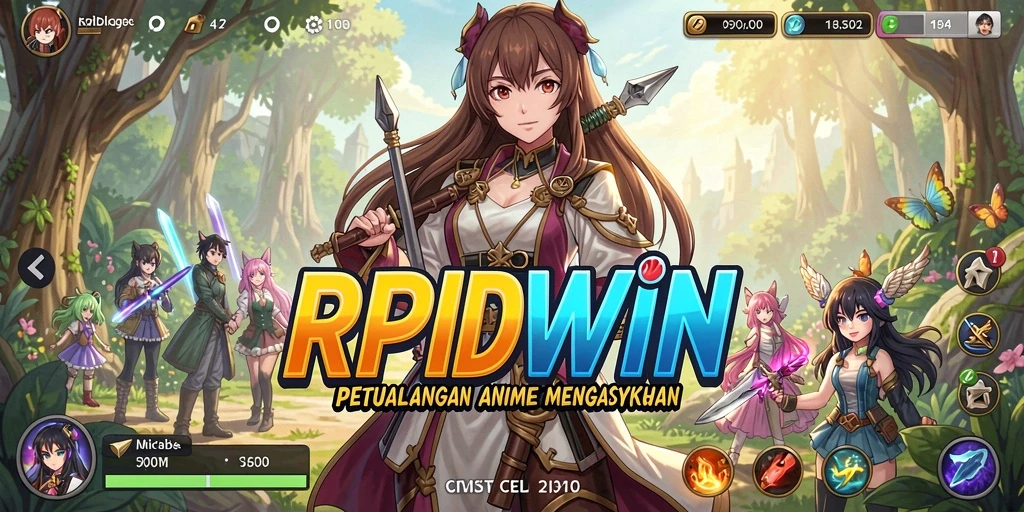 Tampilan screenshot RPIDWIN menampilkan aksi karakter dalam dunia anime yang megah.