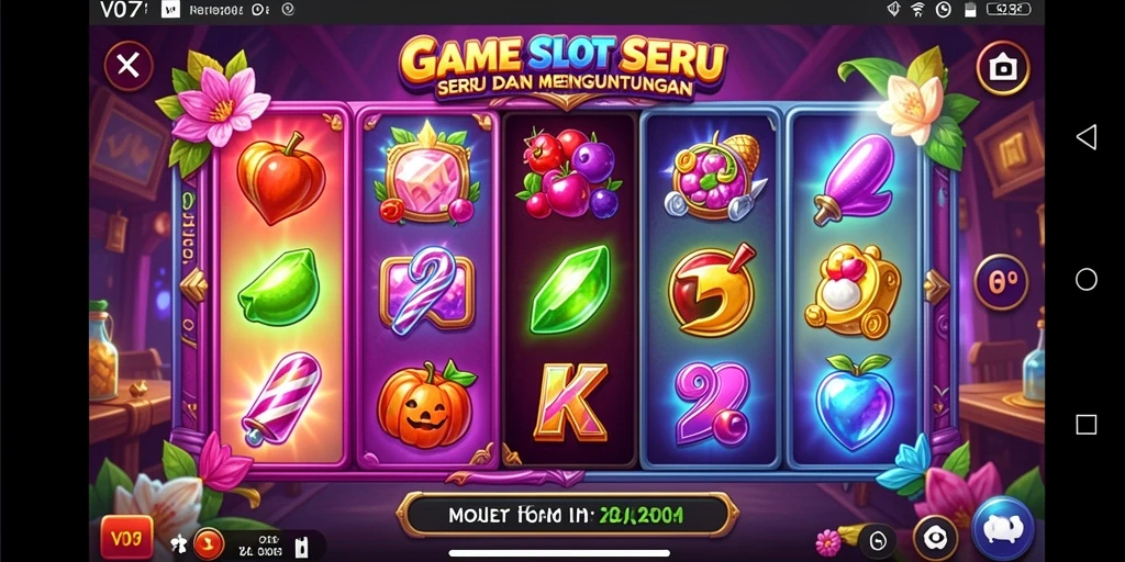 Screenshot gameplay V07 menampilkan putaran Slot yang penuh warna.