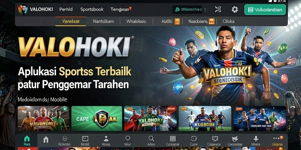 Screenshot menunjukkan tampilan gameplay menarik dalam aplikasi Sportsbook VALOHOKI.